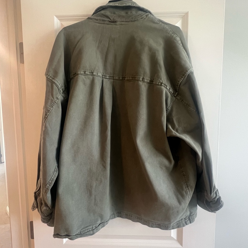 Aerie Olive Green Utility Jacket - Casual Button-Up Coat - Picture 4 of 5